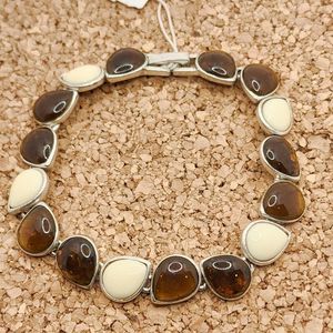 3/$30 🖤 Silver Liz Claiborne With Brown & Beige Enamel Teardrops Bracelet NWT
